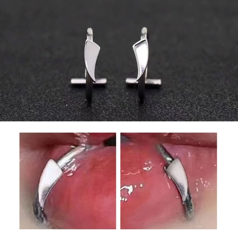 E0BF Vampires Anelli per labbra Non piercing Gioielli Clip in acciaio inossidabile su gioielli Gioielli esagerati per