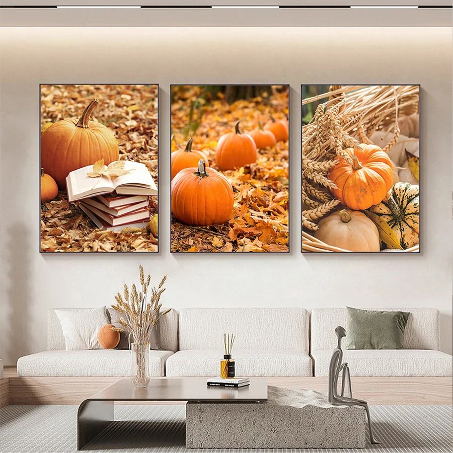 

3Pcs/Set Simple Abstract Harvest Season Pumpkin Canvas Poster Wall Art Print Pictures Modern Home Decor Paintings Without Frames