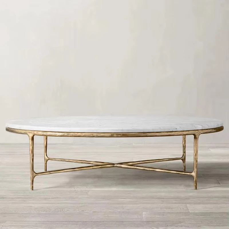 

Hand hammer metal frame marble center table marble round coffee table