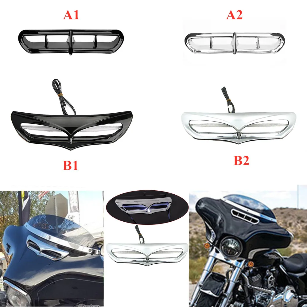 

For Harley Touring Street Electra Glide Ultra Classic 2014-2021 Motorcycle LED Light Batwing Fairing Vent Accent Cover Parts