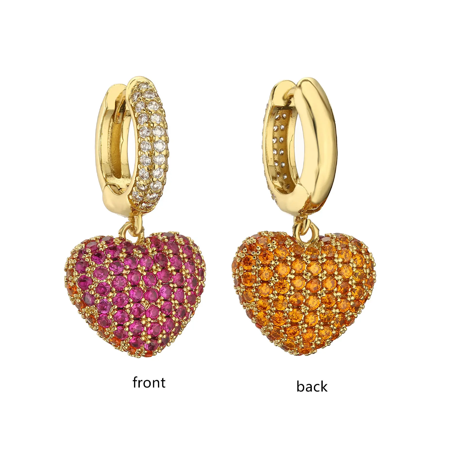 

Women's Earrings Plated with 18k Gold Color Zircon Heart shaped Earrings, Popular Fashion Jewelry, Festival Gifts