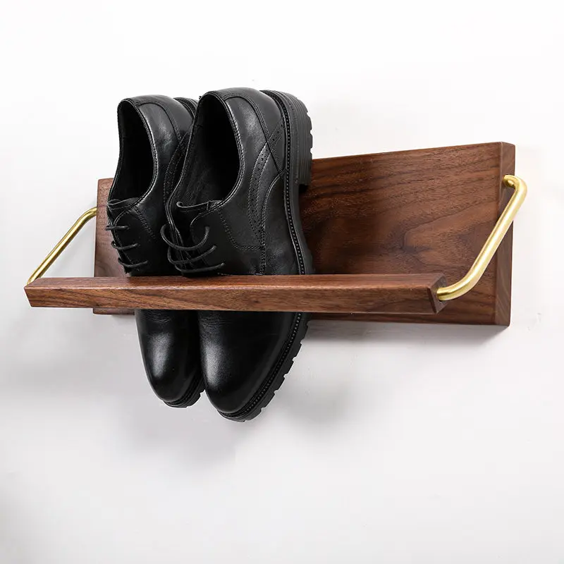 Solid Wood Wall Mounted Shoe Rack, Hanging Shoe Organizer for Entryway & Home Entrance, Space Saving Background Wall Decor