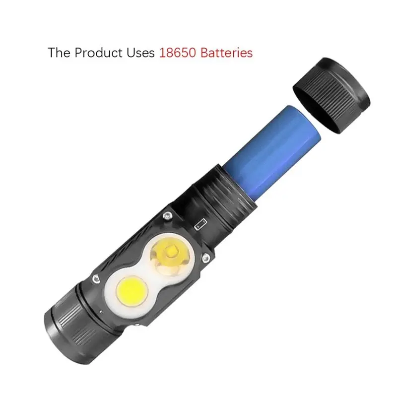 B14C White& Red Light 18650 Battery LED Headlamp, Type-C Rechargeable Flashlight With Memory Function For Fishing, Hunting,