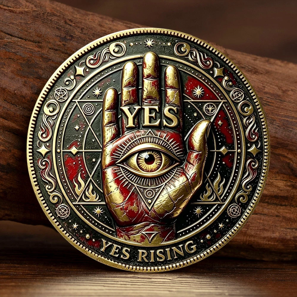 Yes No Decision Skull All‑Seeing Eye Divination Metal Commemorative Coin Fate Prediction Gold Plated Collectible Coin
