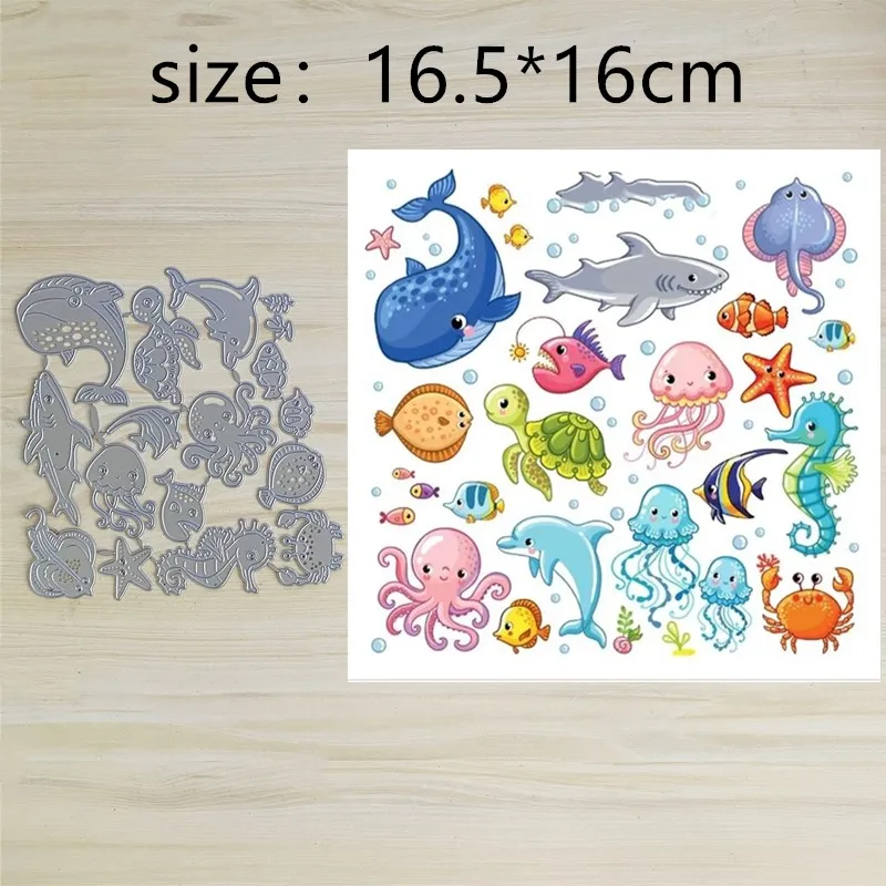 Marine Animals Whales Turtles Metal Cut Dies Stencils for Scrapbooking Stamp/Photo Album Decorative Embossing DIY Paper Cards