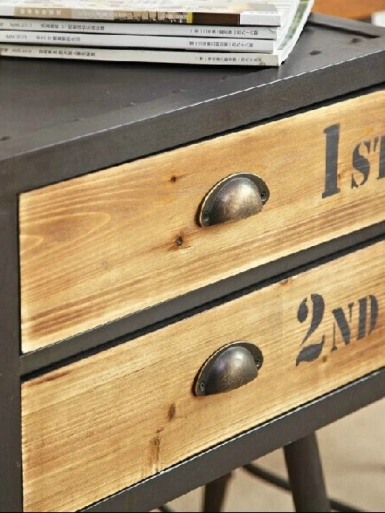 Retro Iron Art Creative Storage Bedside Table