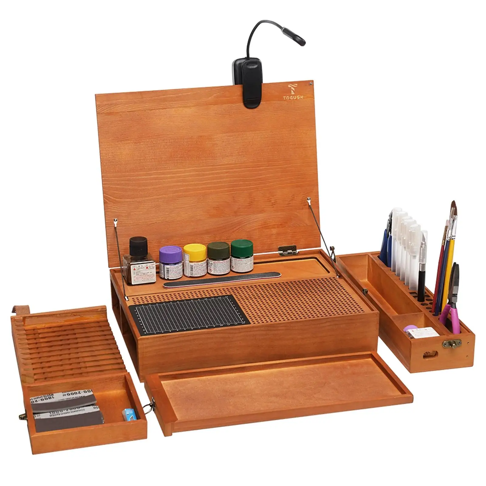 

Модельный стол, портативный набор моделей, ящик для инструментов, органайзер с подсветкой, верстак для фигурок, хобби, рукоделие