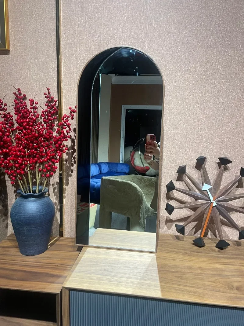 Arch wooden frame mirror