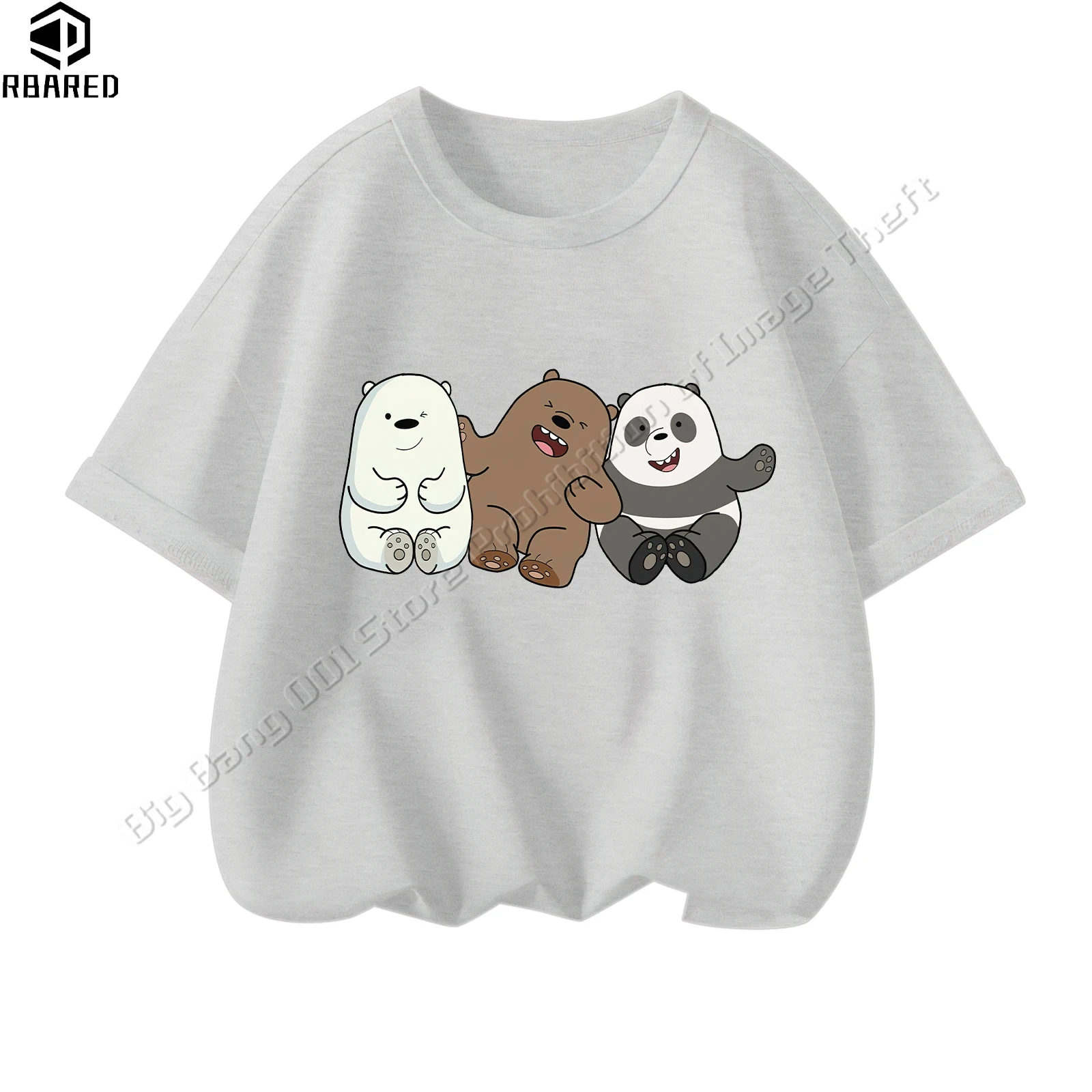 100% Cotton Children Clothing Boys Girls Clothes Child Boy Summer Tops Large Size 2024 We Bare Bears Girl T-shirt Short Sleeve