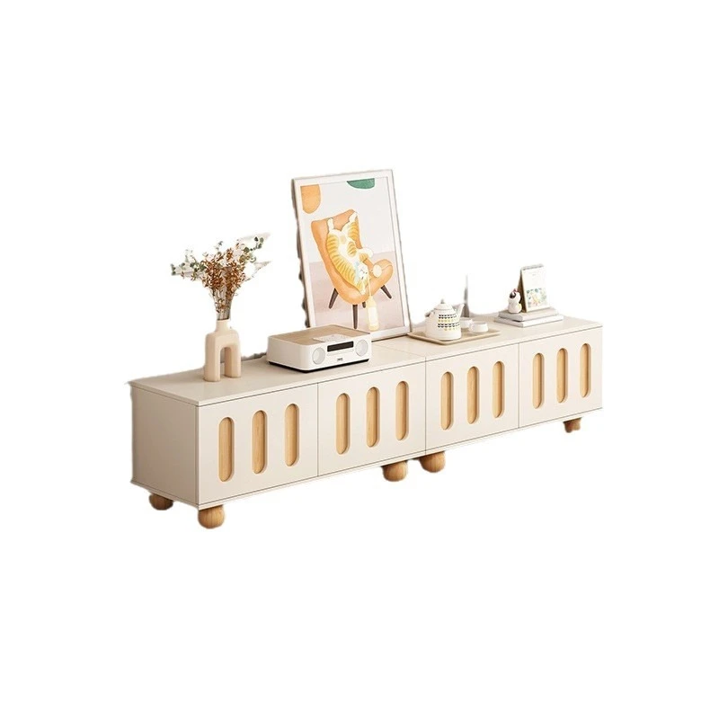 

Cream wind TV cabinet, living room household small apartment floor storage locker