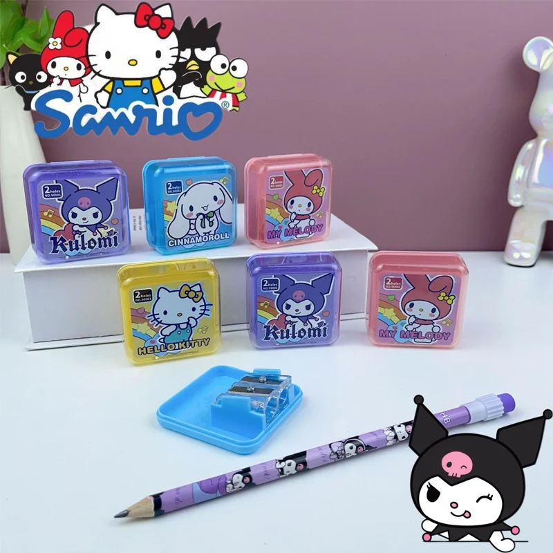 

Sanrio Kuromi Pencil Sharpener Cartoon Hello Kitty My Melody Cinnamoroll Sharpeners Double Holes Stationery Supplies for Kids