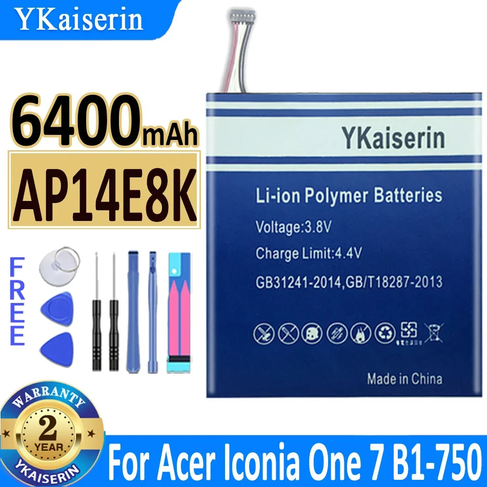 

6400 мАч гарантия, новый планшет ykaisсеребрин AP14E8K для Acer Iconia One 7 One7 B1-750, литий-полимерные батареи, батарея