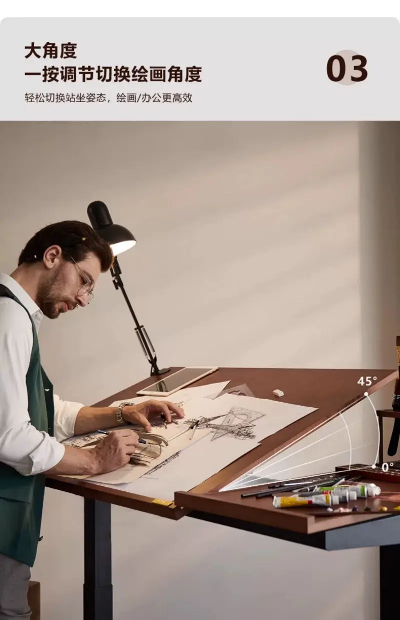 Mesa de pintura con elevación eléctrica, mesa de pintura, mesa de dibujo multifuncional de madera maciza