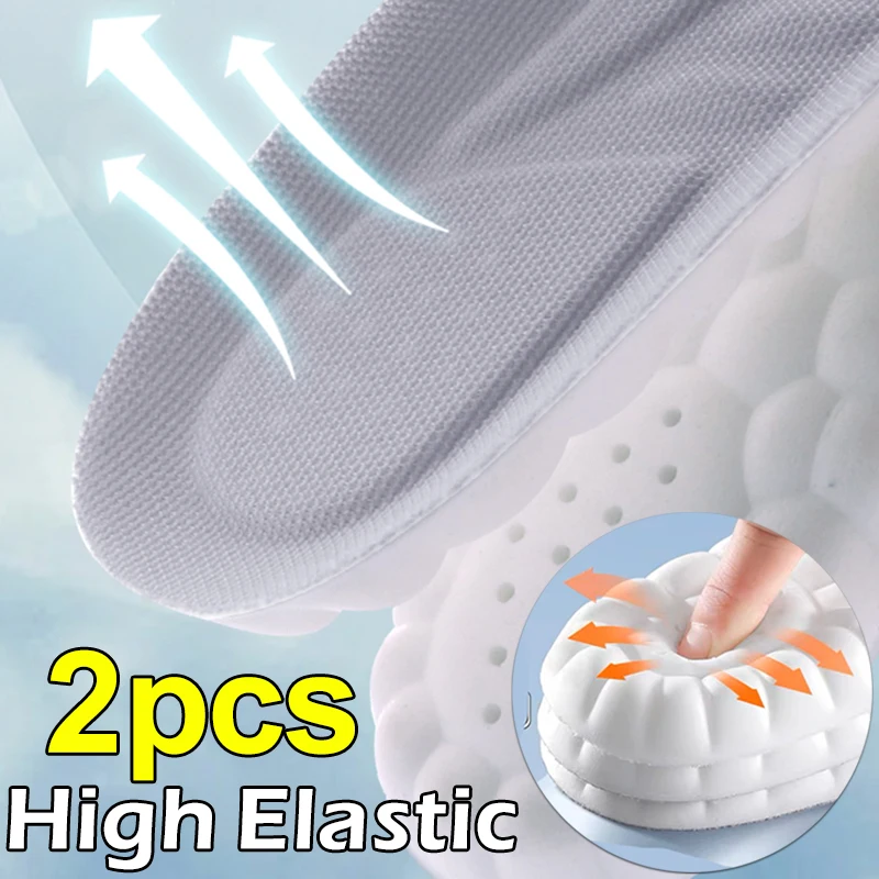 

4D Latex Sports Insoles for Shoes PU Sole Soft Breathable Shock Absorption Cushion Running Orthopedic Care Shoe Inserts Pads