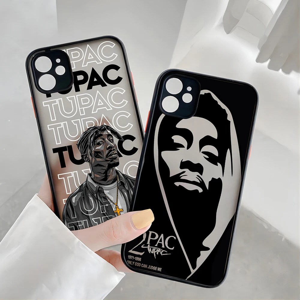 Matte luxury Phone Case For iPhone 15 14 13 12 11 Mini Pro Max X XR XSMax 8Plus Edge Funda Clear Cover Rapper 2pac Singer Tupac