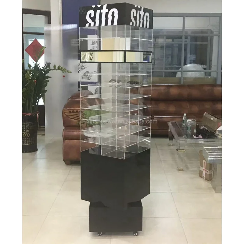 カスタムアクリル製眼鏡ディスプレイスタンド、多層透明収納ラック付き、サングラス・メガネ小売店展示用