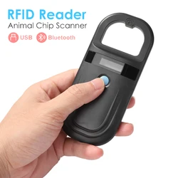 Handheld Black Pet Microchip Scanner Animal Chip ID Scanner OLED Display FDX-B ISO11784/85 EMID Handheld RFID Reader For Dog Cat