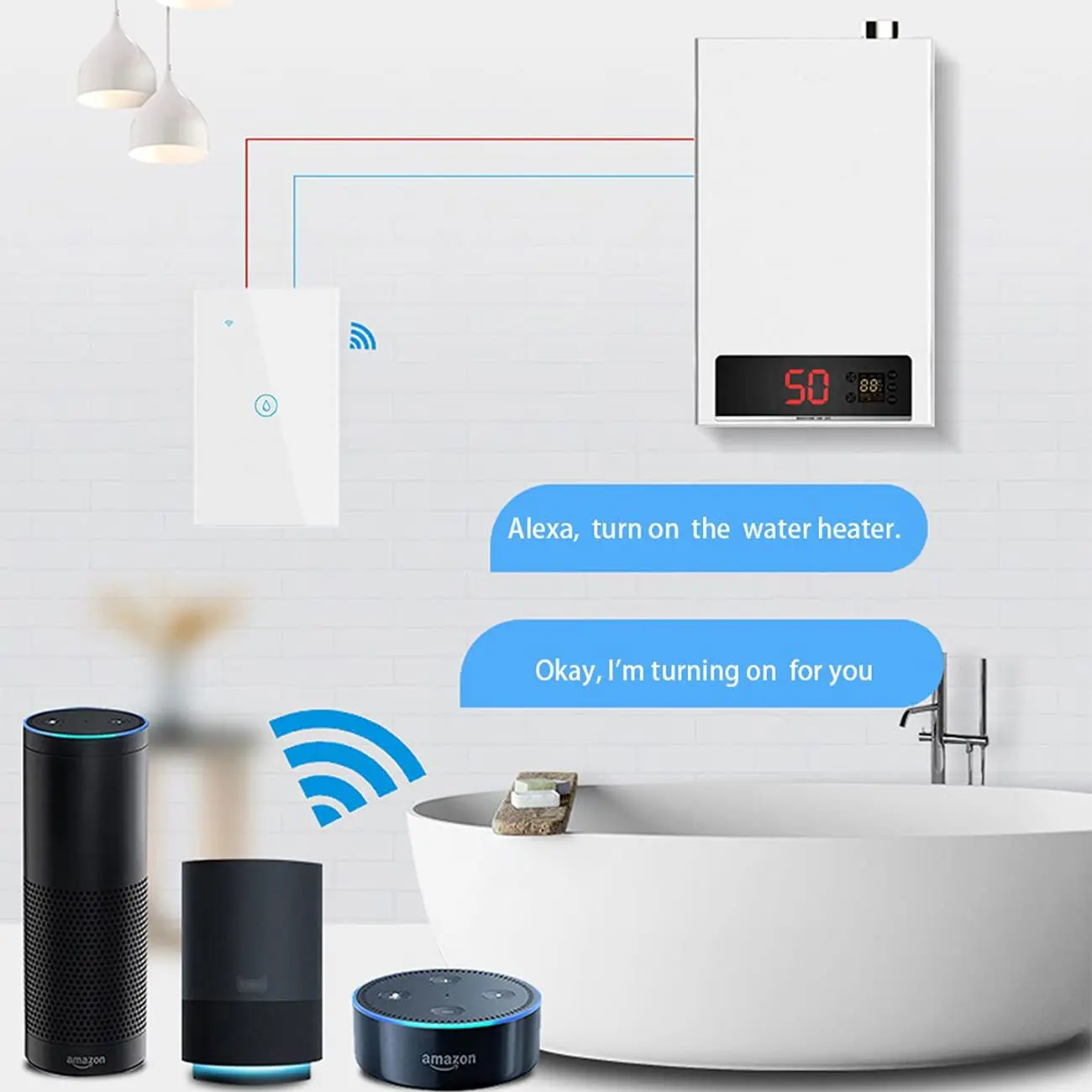 Tuya Smart Wifi Water Heater Boiler Touch Switch Air Conditioner Light Timing Us Brazil Wall App For Alexa Google Home 40A /20A