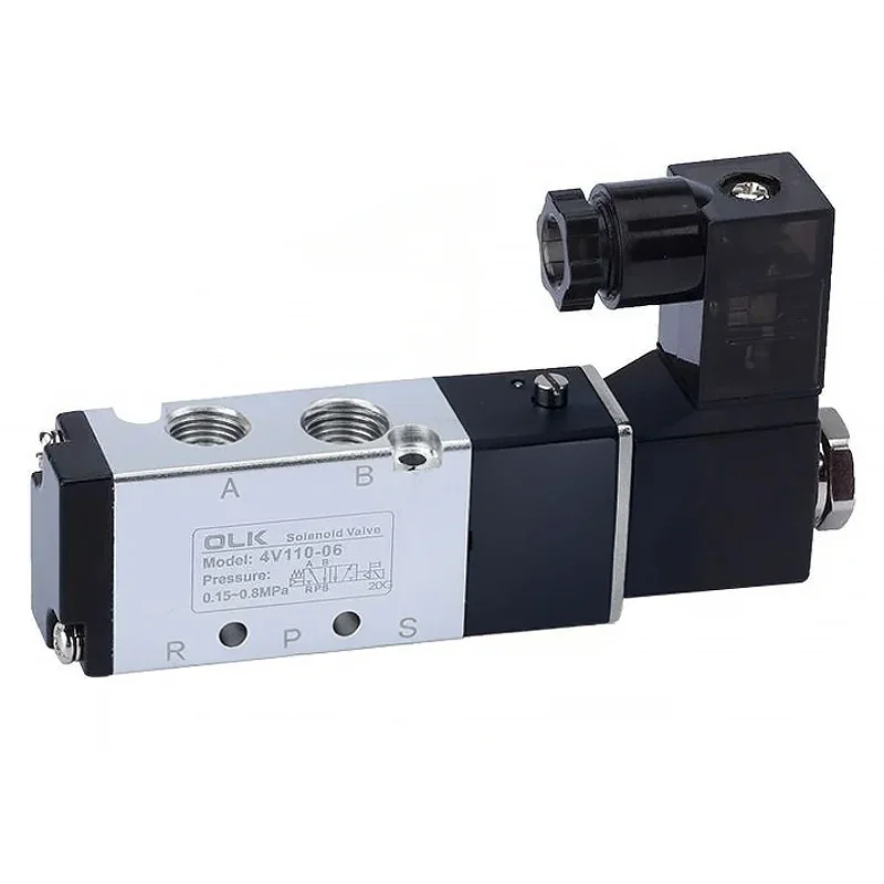 HLH 4V110-06 Pneumatic Solenoid Valve 4V210-08 5 Port 2 Position 4V310-10 Air Electromagnetic Valves 4V410-15 DC12V DC/AC24V AC2