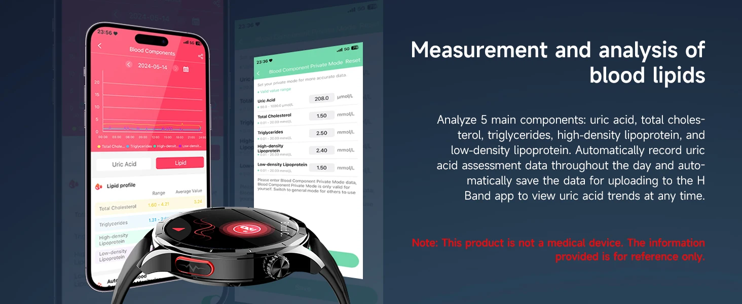 Marsyu Neue Gesundheits-Smartwatch EKG+PPG HRV Blutfette Harnsäure Mikrountersuchung Taschenlampe UI Sprachanruf Smartwatch für Männer und Frauen – Detail 5