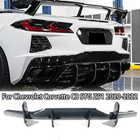 For 2020-2023 Chevrolet/Chevy Corvette C8 E-ray STG Z51 Rear Bumper Diffuser Rear Lip Splitter Spoiler Shark Fin Style Body Kit