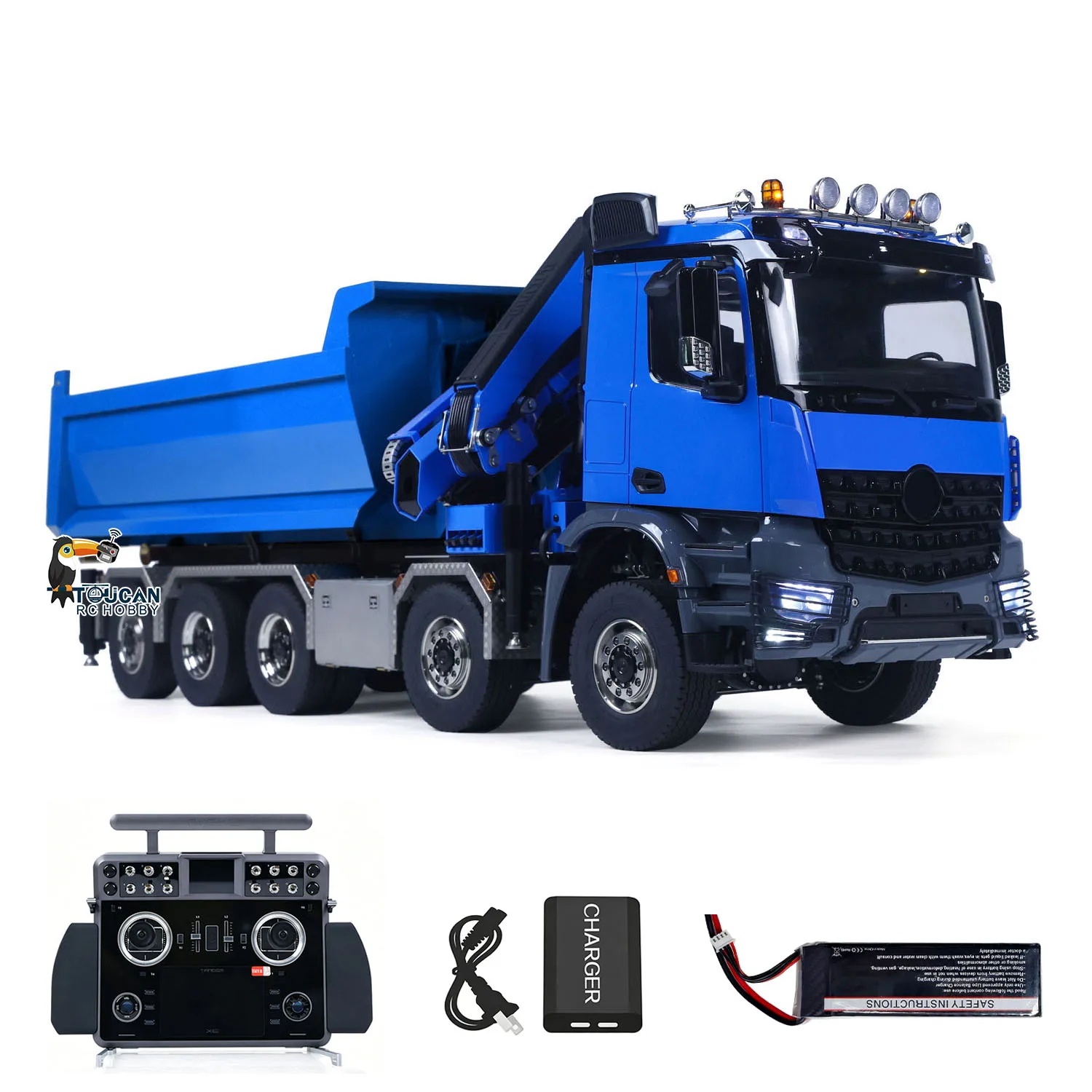 Toys 1/14 10x10 RC Hydraulic Crane Dumper Truck Full Dump Cars Model 3-speed Gearbox Radio Control Tipper Vehicle Sound Model 