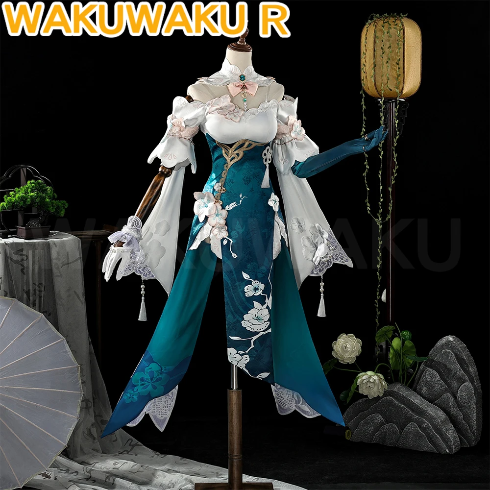 Ruan Mei Cosplay Costume Game Honkai: Star Rail【S-2XL】WakuWaku-R HSR Women Greeh Long Dress Ruan Mei Cosplay Costume Plus Size
