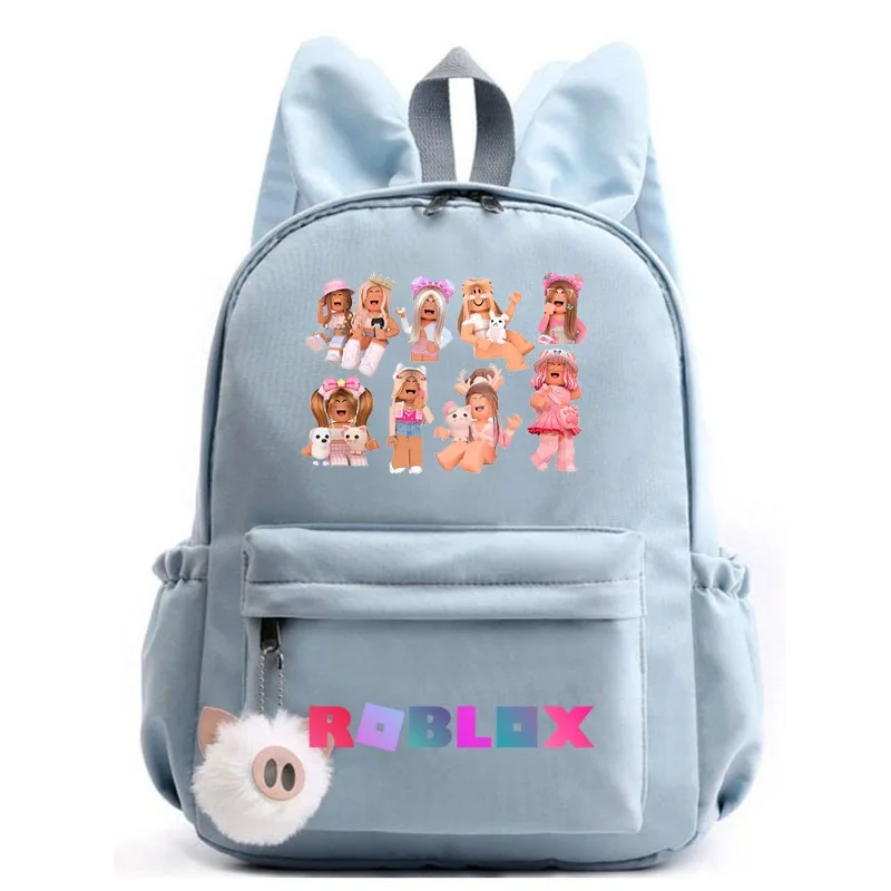 เกม Roblox อุปกรณ์ต่อพ่วงสร้างสรรค์การ์ตูนพิมพ์กระเป๋าเป้สะพายหลังโรงเรียนประถมศึกษาสบายๆกระต่ายน่ารักกระเป๋าเป้สะพายหลังของขวัญสิ่งจําเป็นในชีวิตประจําวัน