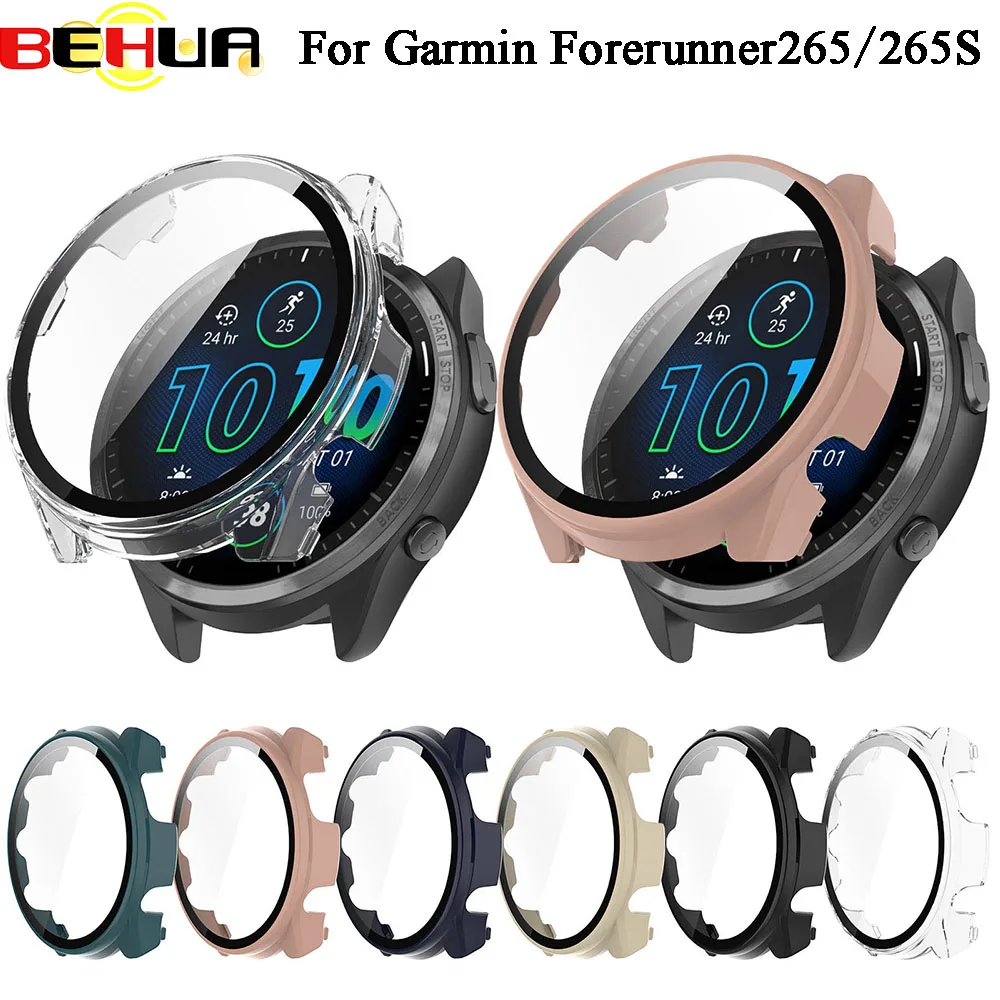 

BEHUA протектор с полным покрытием чехол для Garmin Forerunner 265 265S SmartWatch PC чехол Чехол с закаленным стеклом пленка для экрана