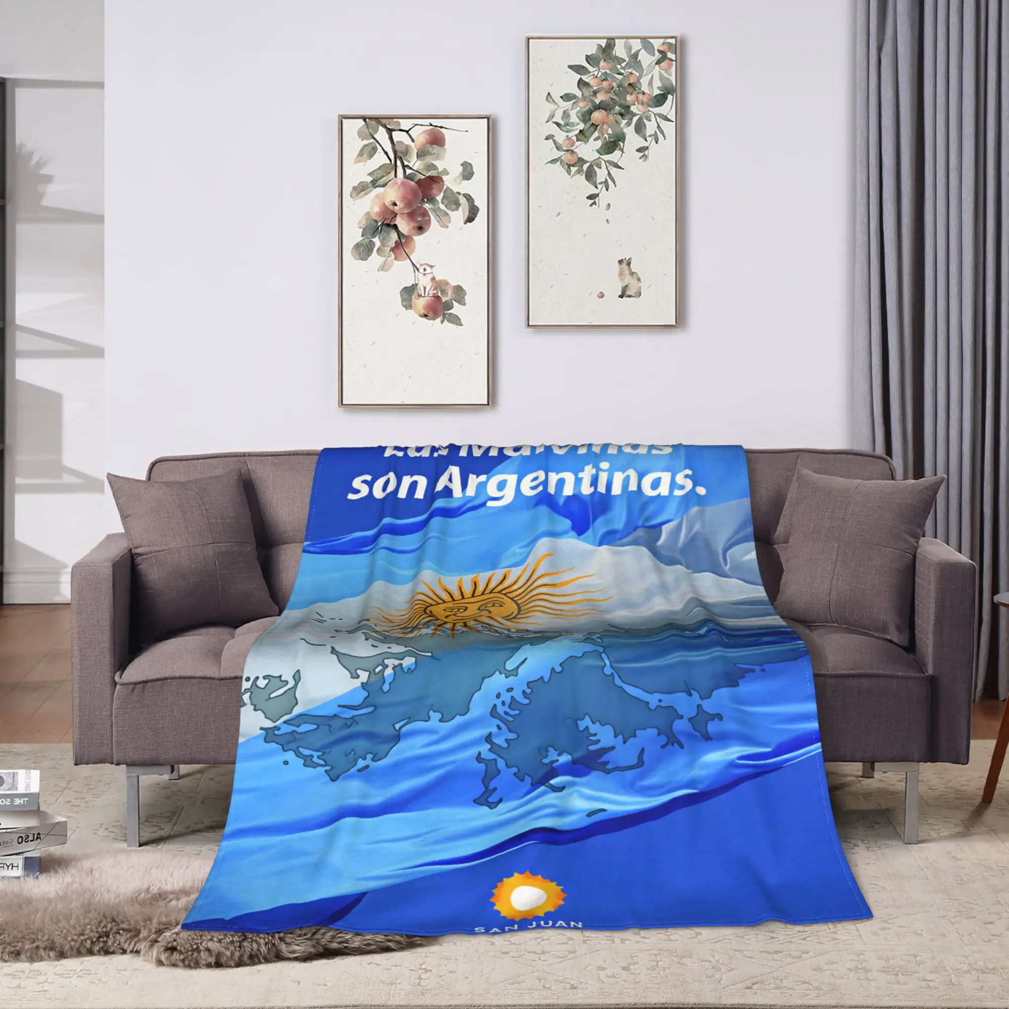 Las Malvinas Son Argentinas Warm Soft Blanket  Camping Plush Throw Blanket Aesthetic Home Decor Flannel Bedspread Sofa Bed Cover