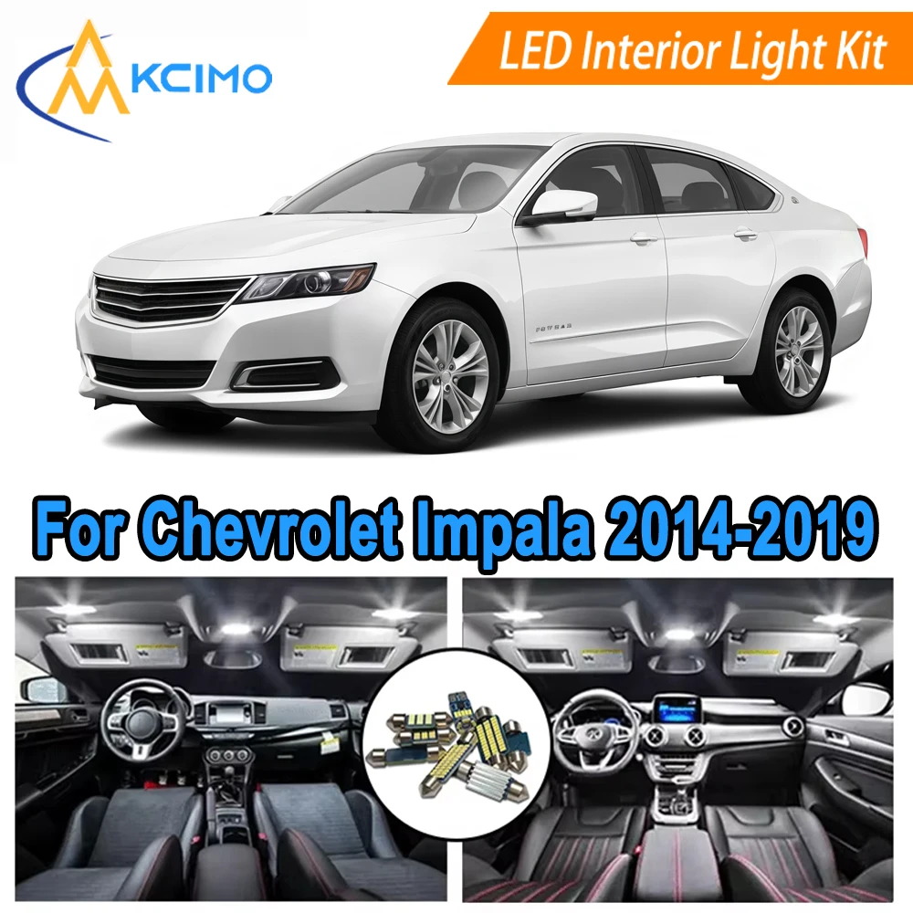 

LED Kit Interior Light Bulbs For Chevrolet Impala (2014-2019) Dome, Map, Door, Trunk Bright White/Blue Easy Plug & Play​