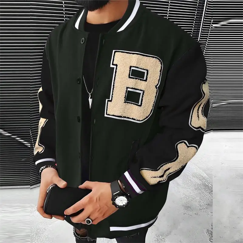 Men's Jacket 2023 Autumn New Fashion Trend Youth Color Matching Long Sleeve Hip Hop Baseball Uniform