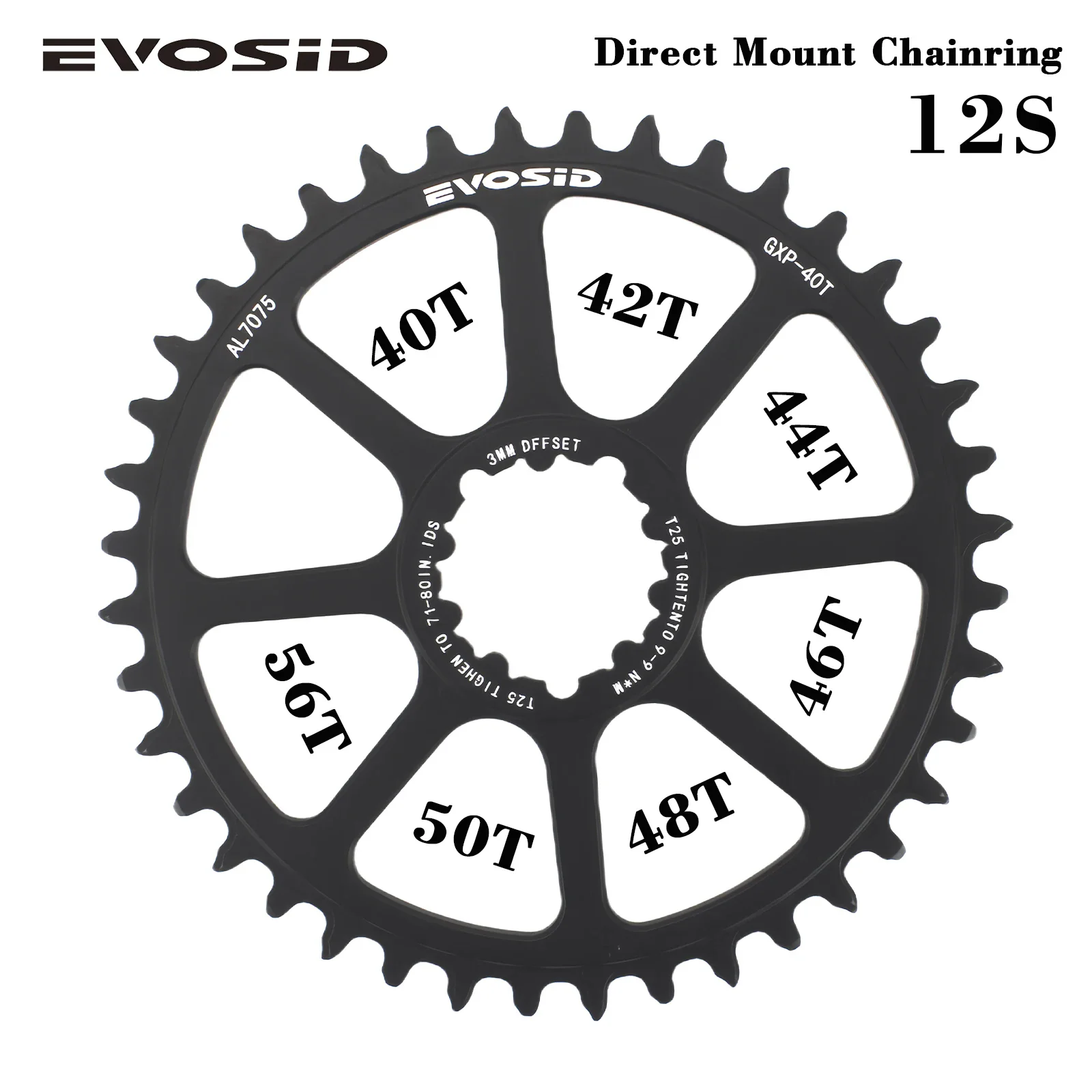 EVOSID Ultralight Road Bike Chainwheel 8-12S Directly Install Narrow Wide Teeth 12S Gravel Folding Bicycle Chainring 40T 42T 50T