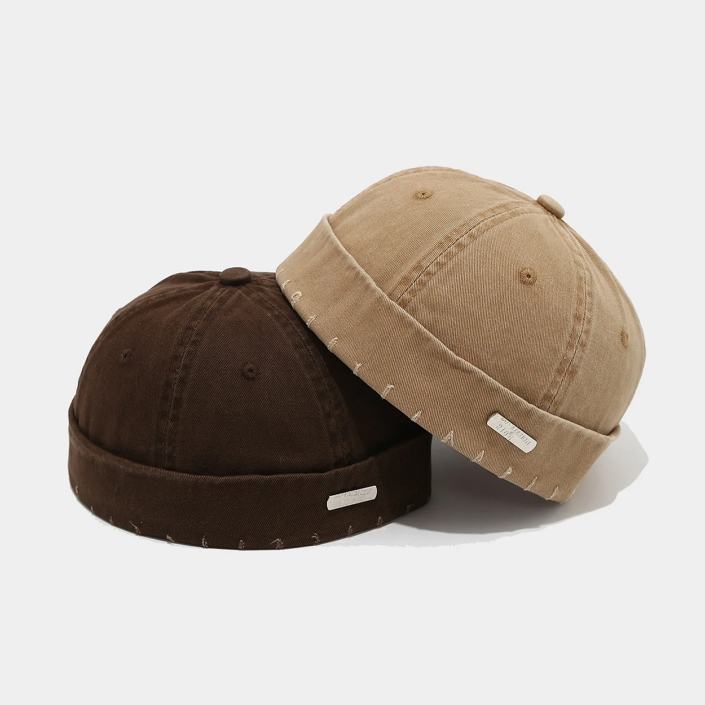 1PC Washed Color Docker Cap ohne Visier Broken Brimless Caps Solid Colors Hat Adjustable Cotton Hats Unisex Vintage Hip Hop – Detail 3