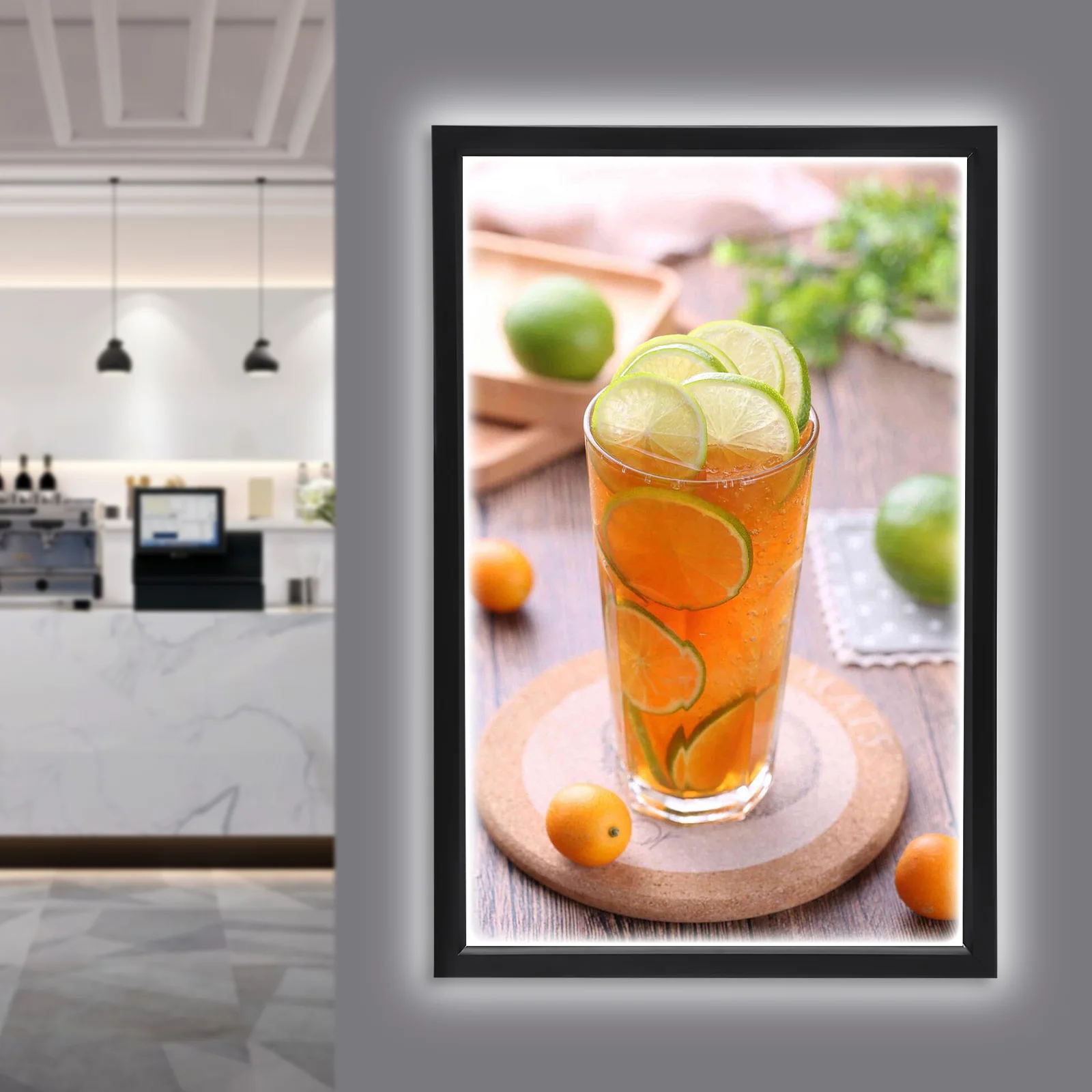 

110V LED Advertising Light Wall Mounted Poster Frame Box 9000-10000K Customized Film LED Lighting Stand 45.72*3*60.96cm