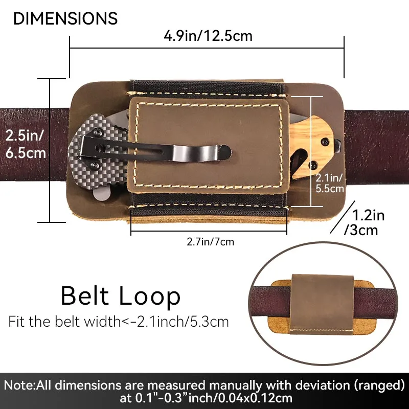 RIYAO Vintage Genuine Leather Folding Flick Knife Case Outdoor Work Waist Belt Pocket Knife Sheath Holder Portable Tool Cover