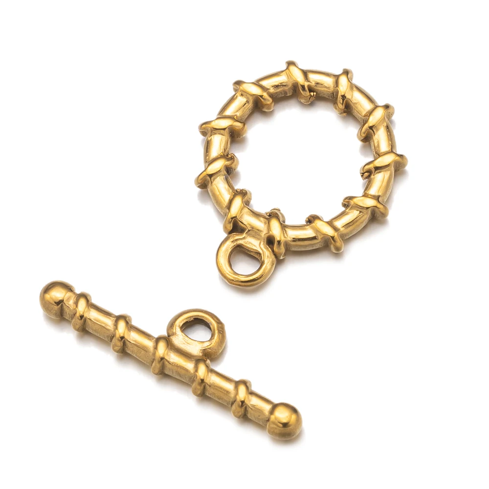 Juego de 2 cierres de extremo OT de palanca dorada de acero inoxidable para collares DIY, pulseras, ganchos, conectores, suministros de joyería, accesorios