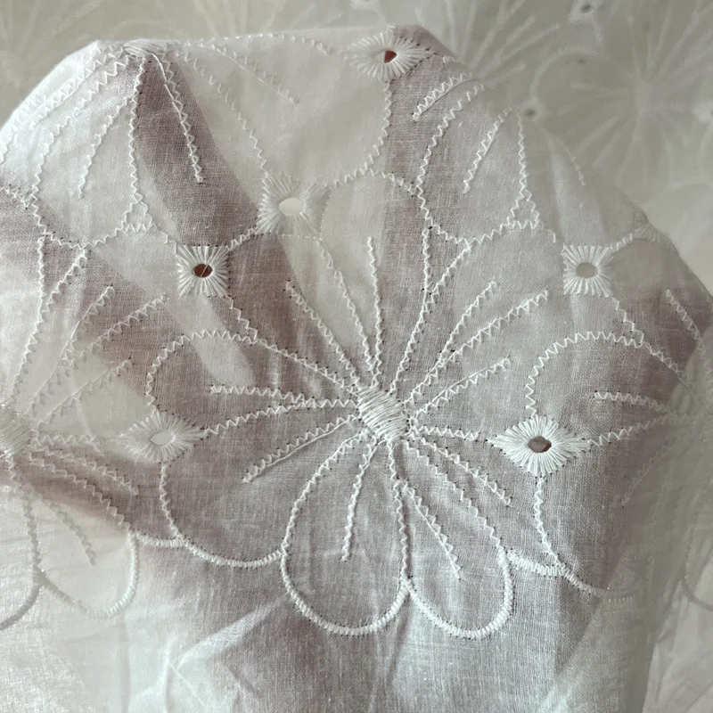 

Pure Cotton Lace Embroidery Fabric Hollow Out Women's Dress Children's Clothing Handmade Diy Sewing Fabric