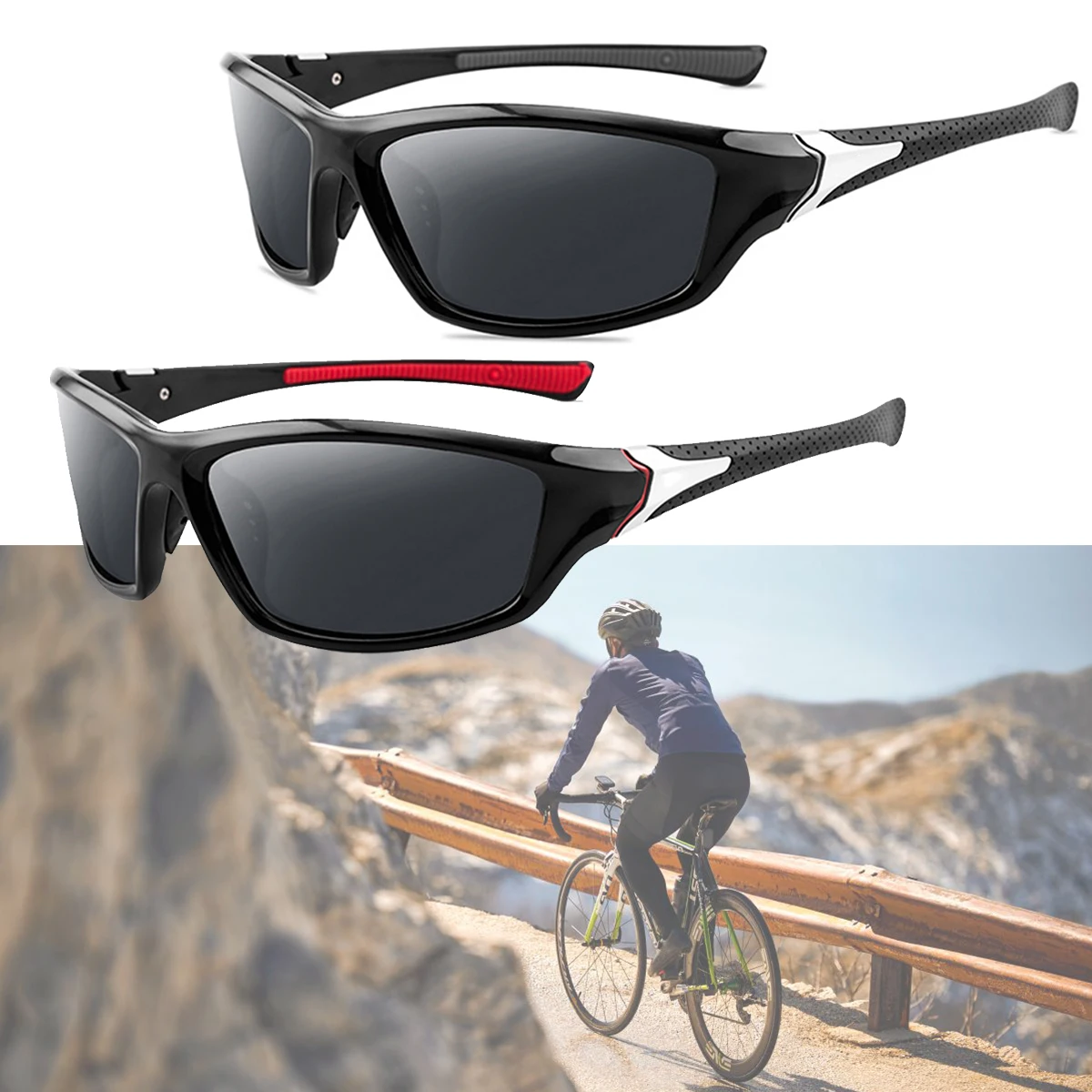 Black Cycling Driving Bike Sports Sunglasses Anti UV Bicycle Running Eyewear Cycling Glasses Motor Outdoor Windproof Goggles