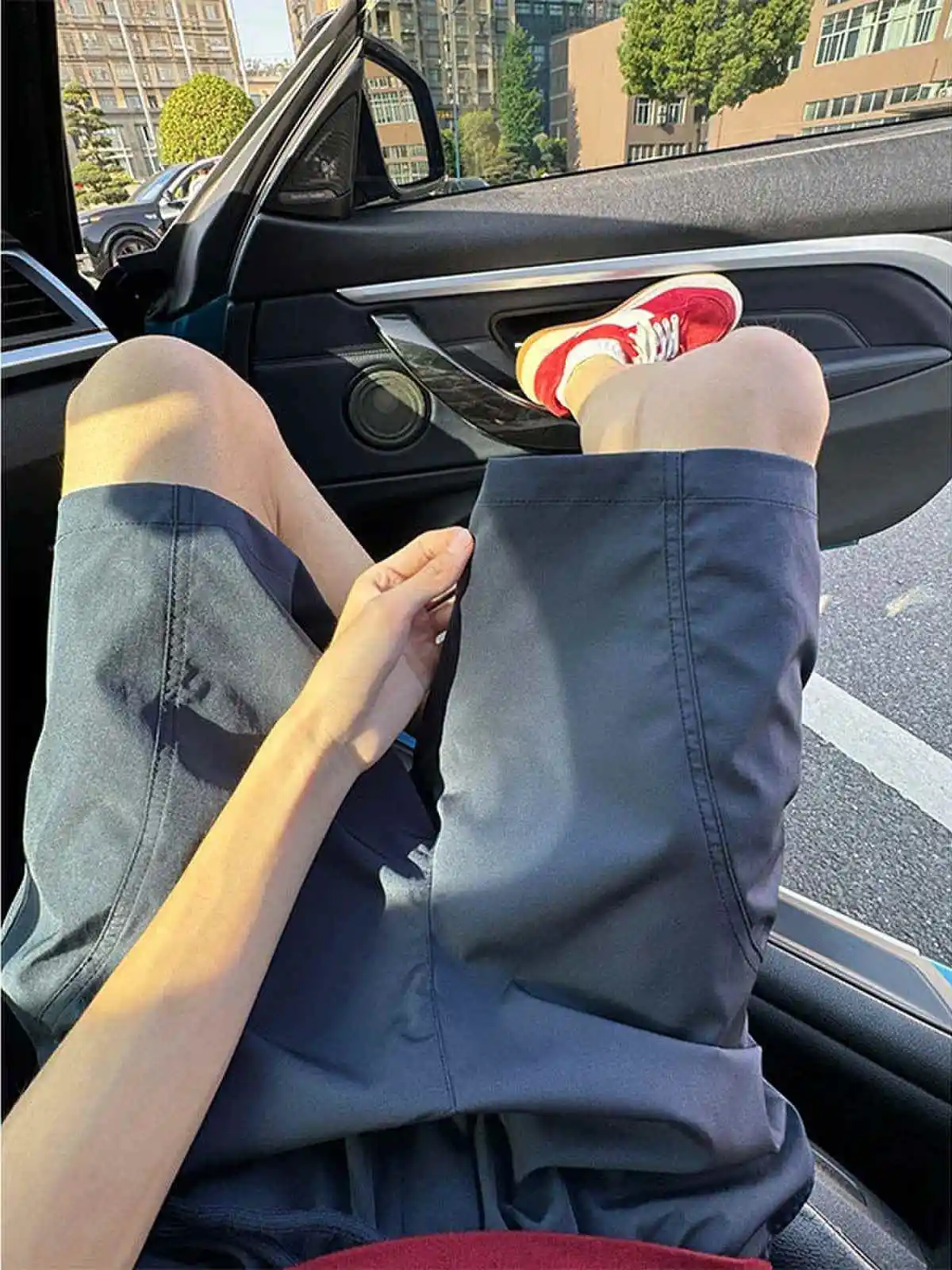 

Мужские летние дышащие спортивные брюки из ледяного шелка Qui Dry для активного отдыха, молодежные, модные, свободного кроя, со средней посадкой, прямые штанины