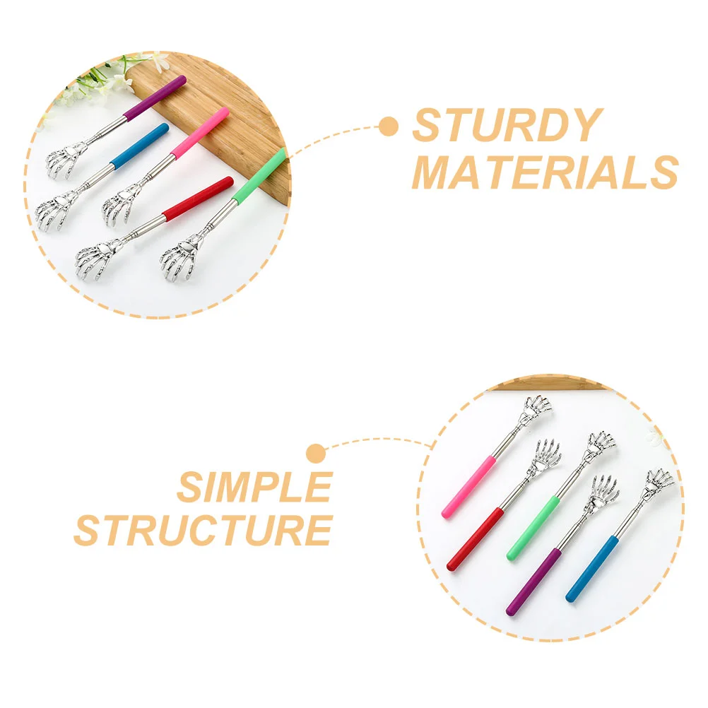 간지럼 스크래처 등 긴 손잡이 마사지 클로 스크래퍼, 개폐식 스크래처, 스테인리스 스틸, 5 개
