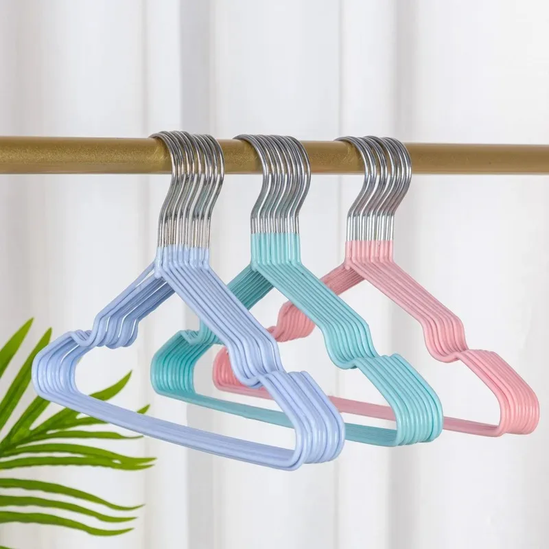 10PCS Packs Of Metal Baby Hangers Non-slip Rubber-coated Child Hangers For Toddler\'s Coat Pants Closet Tissue Hangers