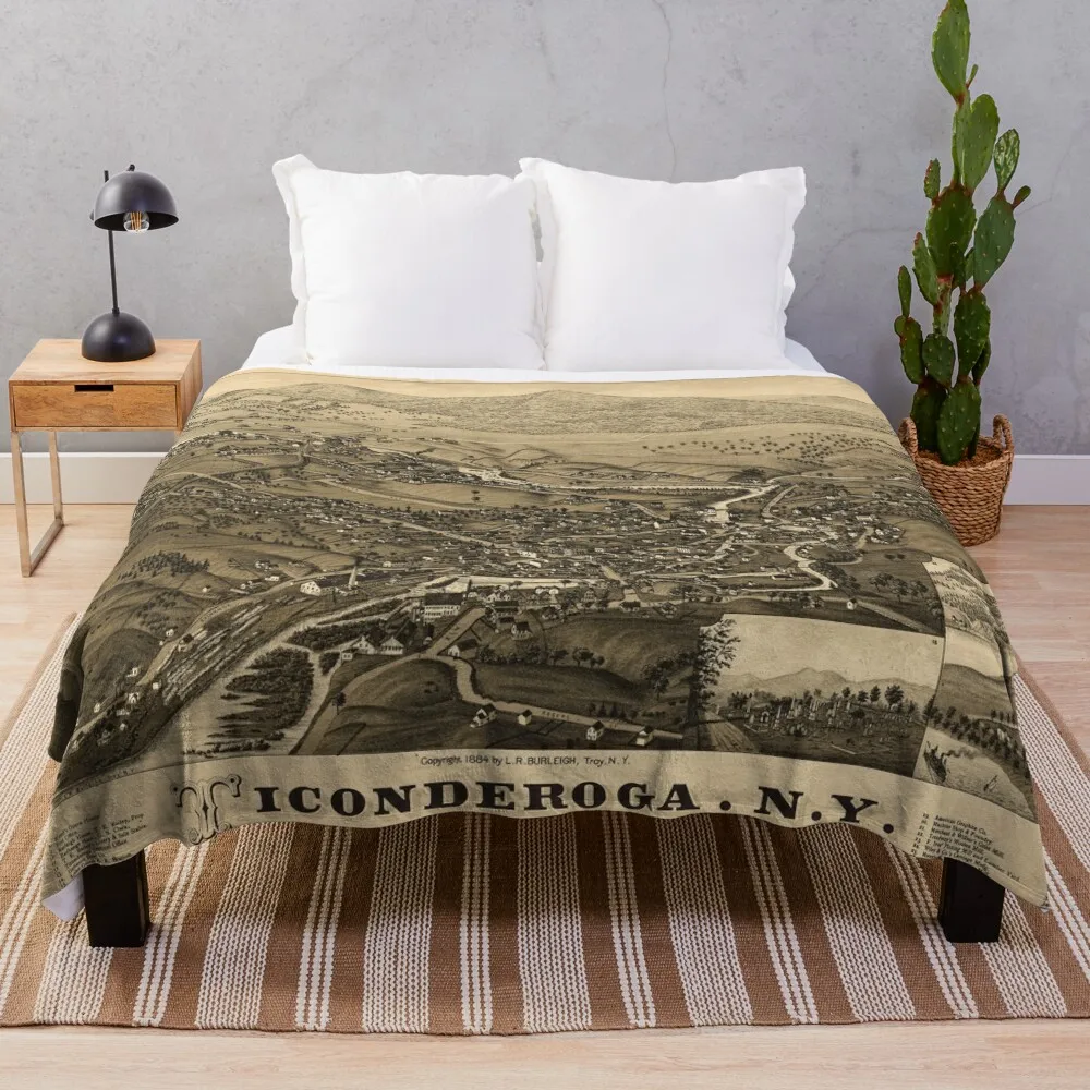

Ticonderoga, New York (1884) Throw Blanket Warm Plush Fuzzy Blanket for Living Room