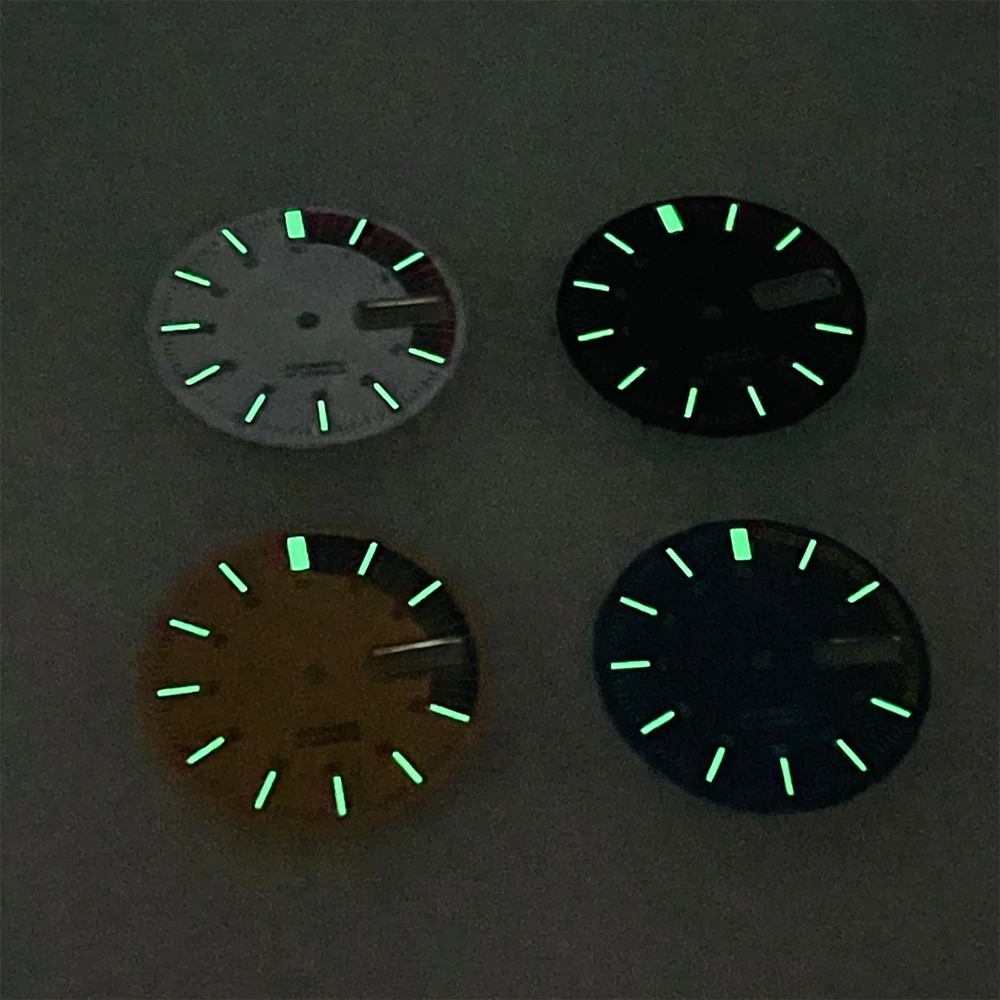 Esfera de buceo con logotipo S5 de 28,5mm, adecuada para movimiento japonés NH35/NH36, accesorios de modificación de reloj de calidad mate luminoso verde