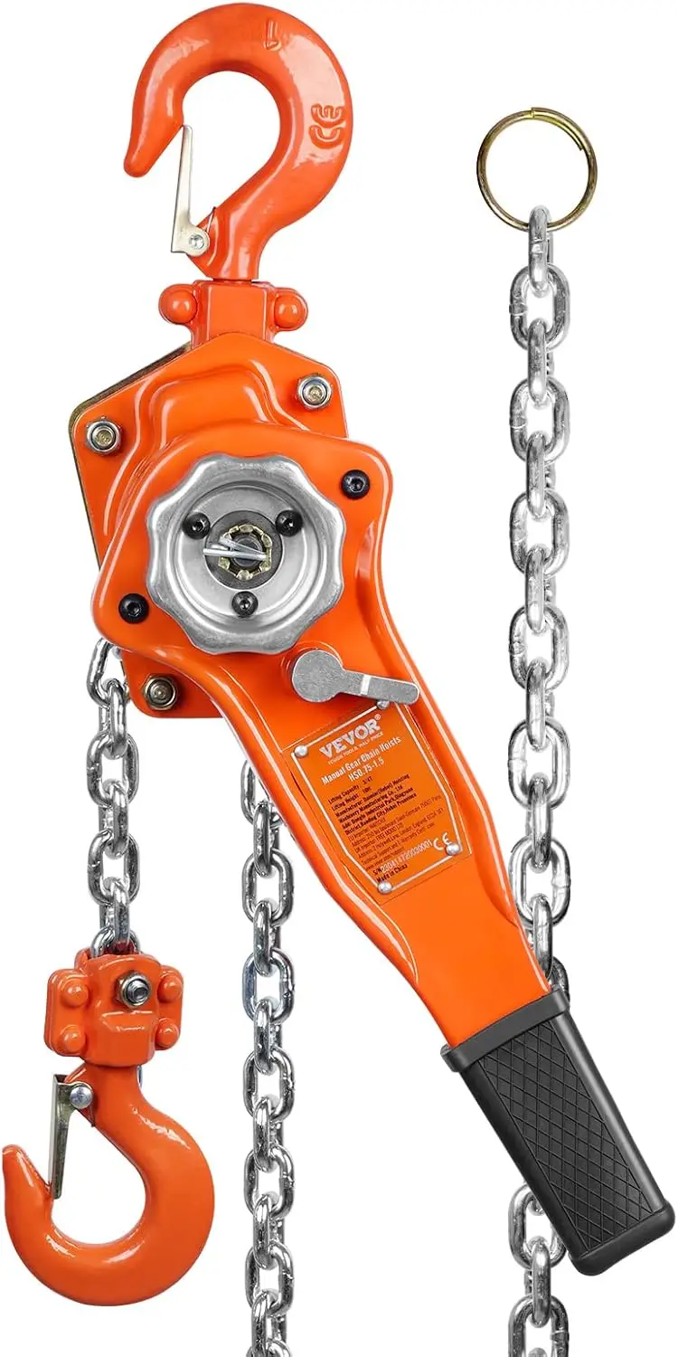 

Manual Lever Chain Hoist, 3/4 Ton 1650 lbs Capacity, G80 Galvanized Steel with Double-Pawl Brake for Garage Factory Dock