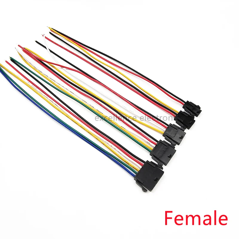 5PCS Micro-Fit 3.0mm Pitch Connector with 20AWG 20cm Cables Molex 3.0 Singlel Row 2/3/4/5/6Pin Male Female Air Docking Housing