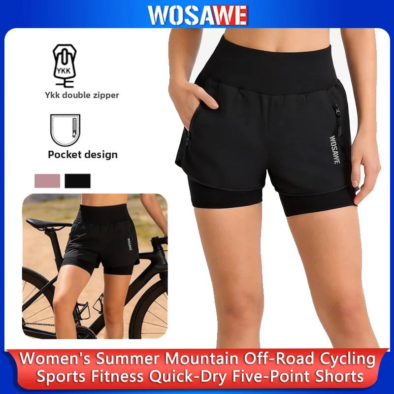 

WOSAWE MTB Shorts Summer Men Cycling Shorts 2 in 1 Mountain Bike Padded Shorts Double Layer Downhill Bike Quick Dry Short Pants