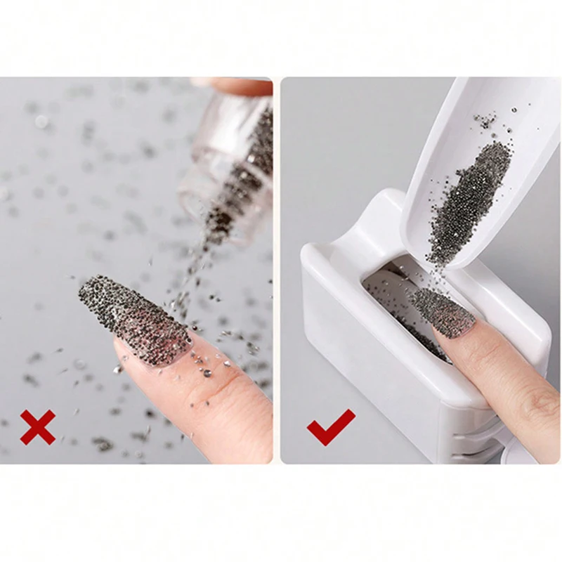 1PC Double Layer Glitter Powder Recycling Box White Color Nail Art ManicureTools For DIY Nail Storage Portable Container 2022