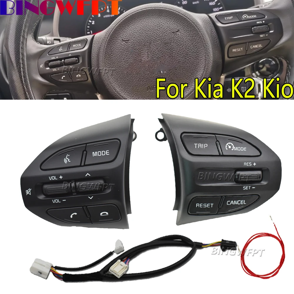 

Auto Parts Steering Wheel Buttons For Kia RIO 2018-2021 K2 X-LINE Music Cruise Control Telephone Switch Left+Right+Wire