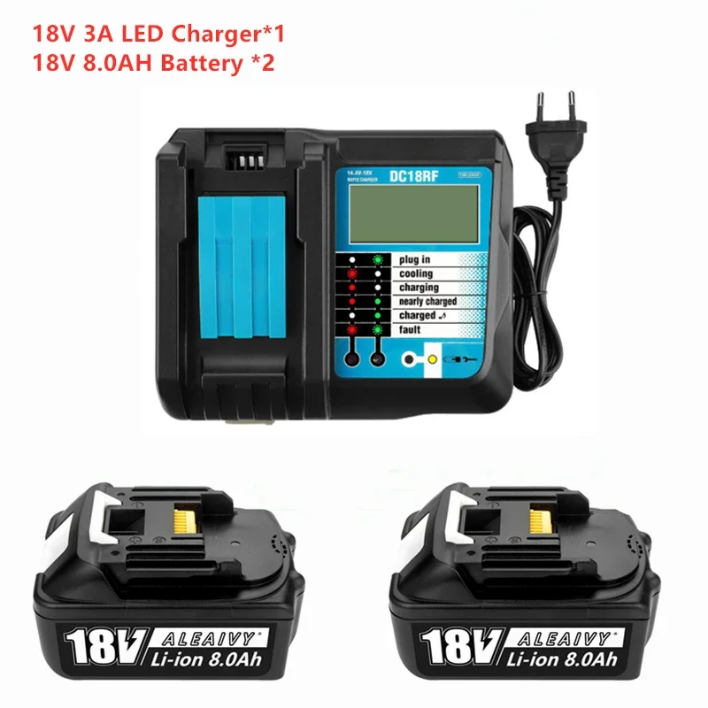 

Latest BL1830 18V 8000mAh Battery and charger For Makita 18V Battery Rechargeable Replacement BL1840 BL1850 BL1860 BL1860B Tools